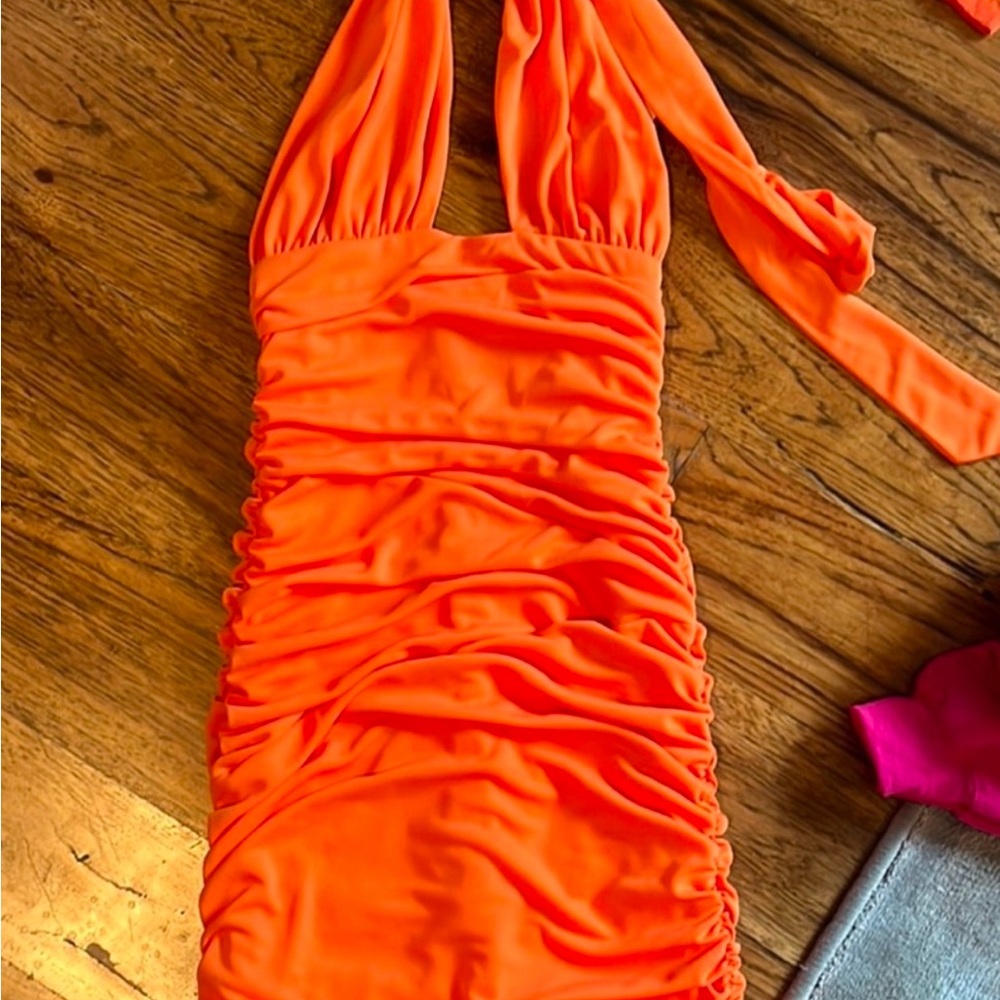 Zara Orange halter dress size S